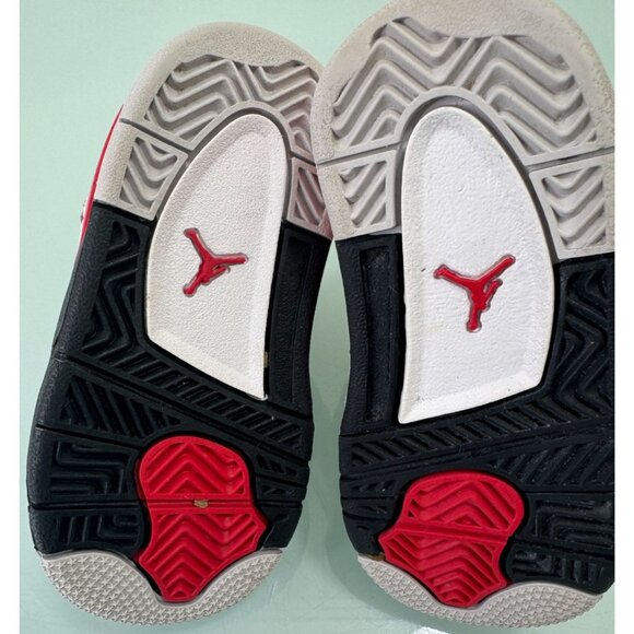 Nike Air Jordan 4 Retro TD \'Fire Red\' 4 Toddler Shoes Kids Black White Red Sz 5C main image 10